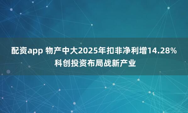 配资app 物产中大2025年扣非净利增14.28% 科创投资布局战新产业